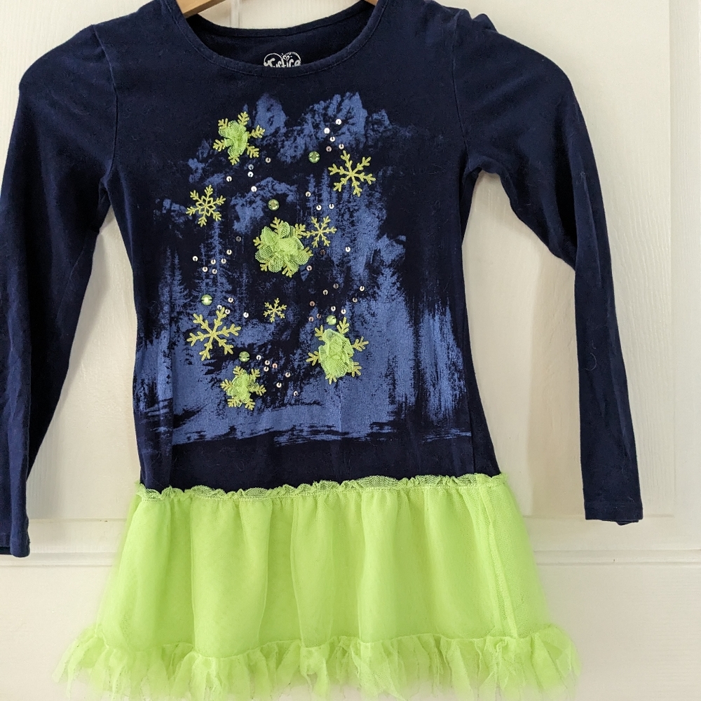 Girls long leave tunic shirt ruffle tulle size 8